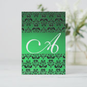 DAMASK GEM MONOGRAM green rsvp ice Kaart (Staand voorkant)