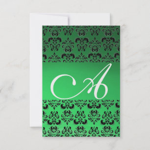 DAMASK GEM MONOGRAM green rsvp ice Kaart