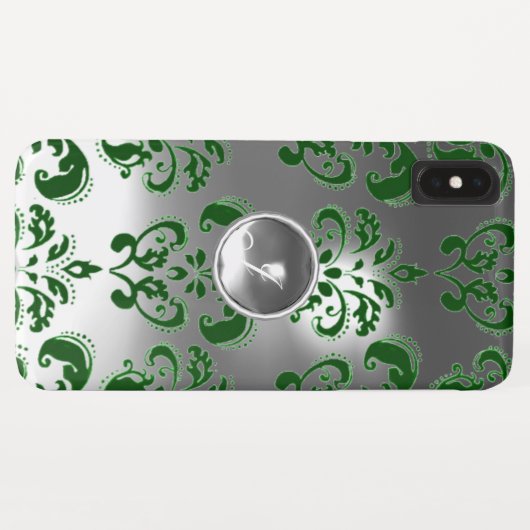 DAMASK GEM MONOGRAM green white Case-Mate iPhone Case (Achterkant (horizontaal))
