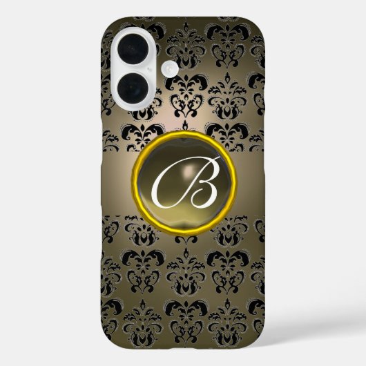 DAMASK GEM MONOGRAM grijs zwart Case-Mate iPhone Case (Achterkant)