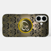 DAMASK GEM MONOGRAM grijs zwart Case-Mate iPhone Case (Achterkant (horizontaal))