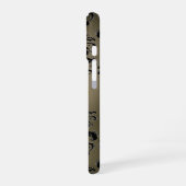 DAMASK GEM MONOGRAM grijs zwart geel iPhone 16 Hoesje (Linkerkant)