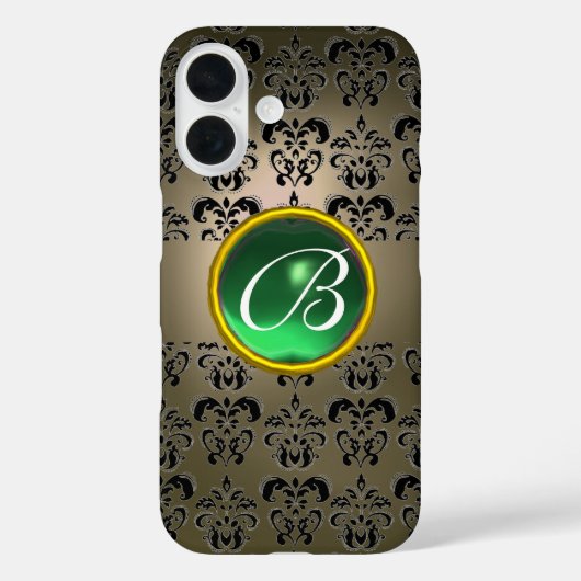 DAMASK GEM MONOGRAM grijs zwart groen Case-Mate iPhone Case (Achterkant)