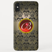 DAMASK GEM MONOGRAM grijs zwart rood Case-Mate iPhone Case (Achterkant)