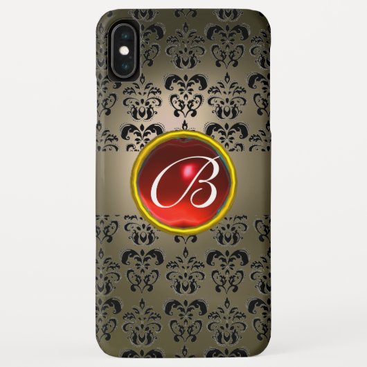 DAMASK GEM MONOGRAM grijs zwart rood Case-Mate iPhone Case (Achterkant)