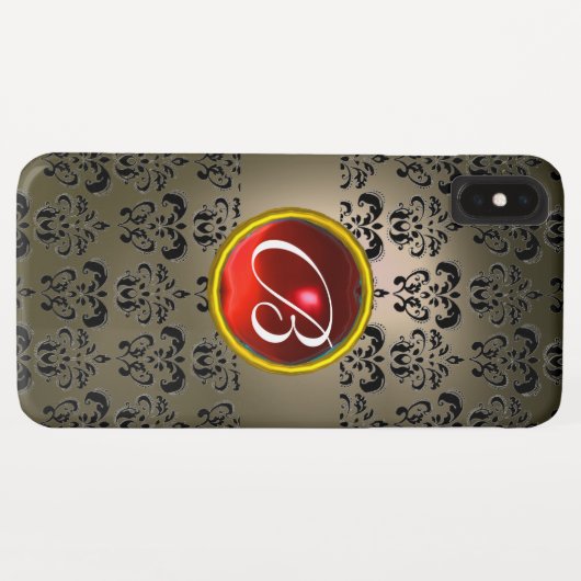 DAMASK GEM MONOGRAM grijs zwart rood Case-Mate iPhone Case (Achterkant (horizontaal))