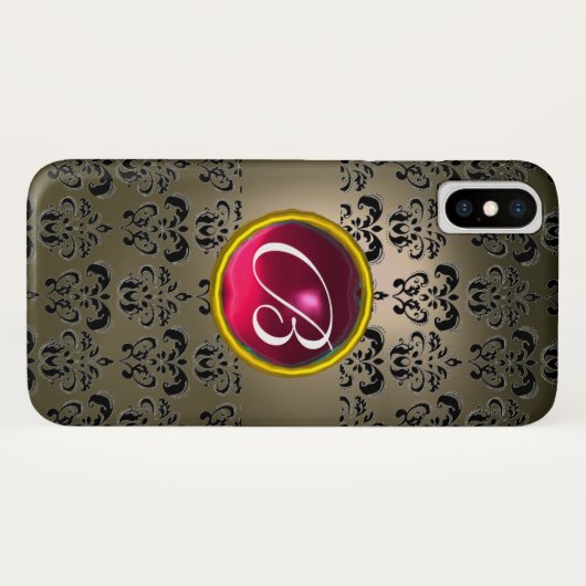 DAMASK GEM MONOGRAM grijze roze fuchsie Case-Mate iPhone Case (Achterkant (horizontaal))