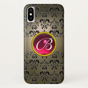 DAMASK GEM MONOGRAM grijze roze fuchsie Case-Mate iPhone Case