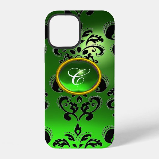 DAMASK GEM MONOGRAM groen iPhone Hoesje (Achterkant)
