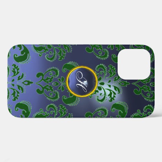 DAMASK GEM MONOGRAM groen paars donker Case-Mate iPhone Case (Achterkant (horizontaal))