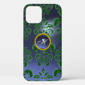 DAMASK GEM MONOGRAM groen paars donker Case-Mate iPhone Case (Achterkant)