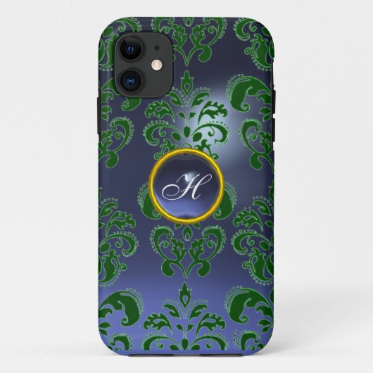 DAMASK GEM MONOGRAM groen paars donker Case-Mate iPhone Case (Achterkant)