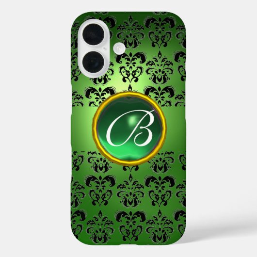 DAMASK GEM MONOGRAM groen zwart Case-Mate iPhone Case (Achterkant)