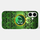 DAMASK GEM MONOGRAM groen zwart Case-Mate iPhone Case (Achterkant (horizontaal))