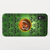 DAMASK GEM MONOGRAM groen zwart sinaasappel Case-Mate iPhone Case (Achterkant (horizontaal))