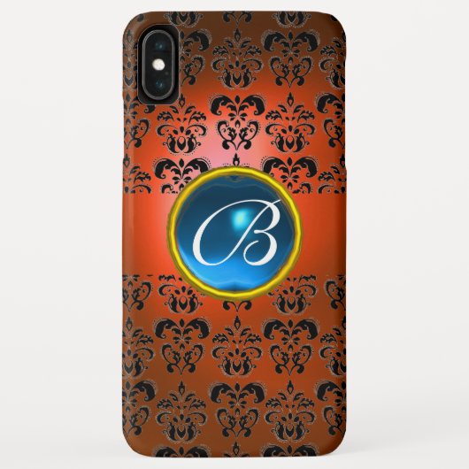 DAMASK GEM MONOGRAM oranje zwart blauw Case-Mate iPhone Case (Achterkant)