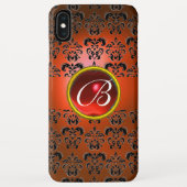 DAMASK GEM MONOGRAM oranje zwart rood Case-Mate iPhone Case (Achterkant)