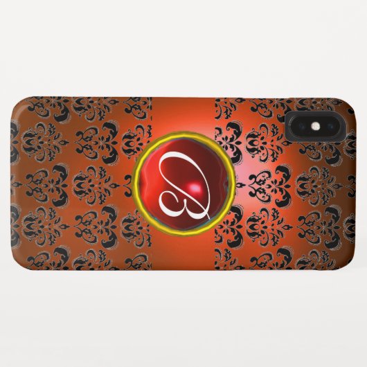 DAMASK GEM MONOGRAM oranje zwart rood Case-Mate iPhone Case (Achterkant (horizontaal))