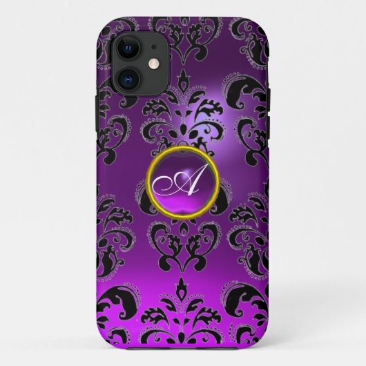 DAMASK GEM MONOGRAM paars Case-Mate iPhone Case (Achterkant)