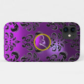 DAMASK GEM MONOGRAM paars Case-Mate iPhone Case (Achterkant (horizontaal))