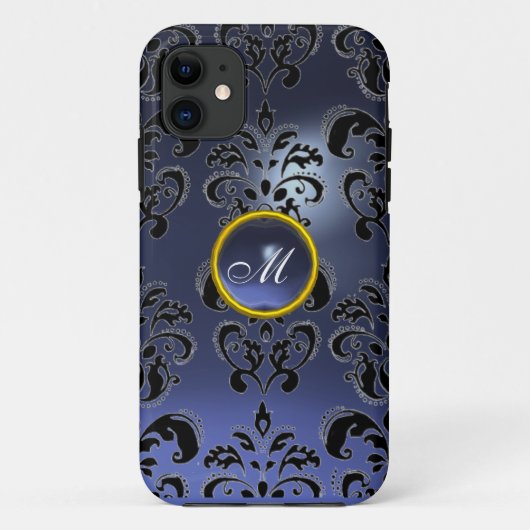 DAMASK GEM MONOGRAM paars donker Case-Mate iPhone Case (Achterkant)