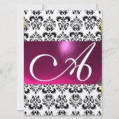 DAMASK GEM MONOGRAM paars roze zwart wit zilver Kaart (Voorkant)