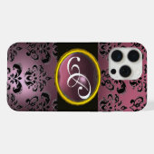 DAMASK GEM MONOGRAM Paarse Amethist iPhone Hoesje (Achterkant horizontaal)