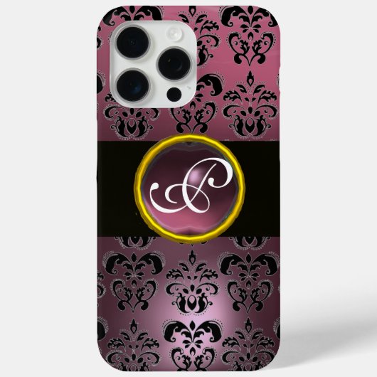 DAMASK GEM MONOGRAM Paarse Amethyst Case-Mate iPhone Case (Achterkant)