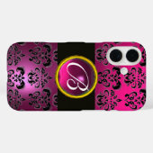DAMASK GEM MONOGRAM Pink, Fuchsia Paars Amethyst Case-Mate iPhone Case (Achterkant (horizontaal))