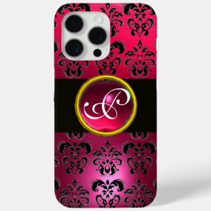 DAMASK GEM MONOGRAM Pink Red Ruby iPhone 15 Pro Max Hoesje