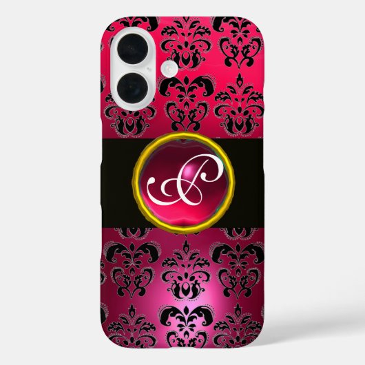 DAMASK GEM MONOGRAM Pink Red Ruby Case-Mate iPhone Case (Achterkant)