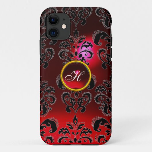 DAMASK GEM MONOGRAM Red burgundy Case-Mate iPhone Case (Achterkant)