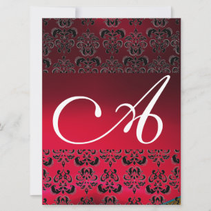 DAMASK GEM MONOGRAM Red burgundy white Kaart