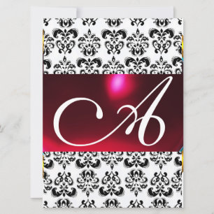 DAMASK GEM MONOGRAM Red burgundy white Kaart