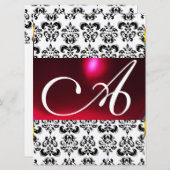 DAMASK GEM MONOGRAM rood bordeauxrood wit Kaart (Voorkant / Achterkant)