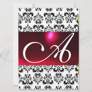 DAMASK GEM MONOGRAM rood bordeauxrood wit Kaart