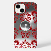 DAMASK GEM MONOGRAM rood wit Case-Mate iPhone Case (Achterkant)