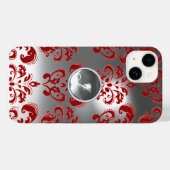 DAMASK GEM MONOGRAM rood wit Case-Mate iPhone Case (Achterkant (horizontaal))