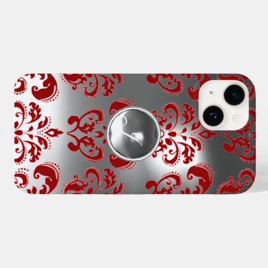 DAMASK GEM MONOGRAM rood wit Case-Mate iPhone Case (Achterkant (horizontaal))