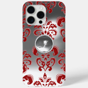DAMASK GEM MONOGRAM rood wit iPhone 15 Pro Max Hoesje