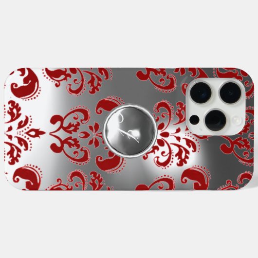 DAMASK GEM MONOGRAM rood wit Case-Mate iPhone Case (Achterkant (horizontaal))