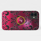 DAMASK GEM MONOGRAM roze Case-Mate iPhone Case (Achterkant (horizontaal))