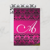 DAMASK GEM MONOGRAM roze rsvp-ijs Kaart (Voorkant / Achterkant)