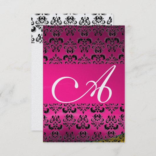 DAMASK GEM MONOGRAM roze rsvp-ijs Kaart (Voorkant / Achterkant)