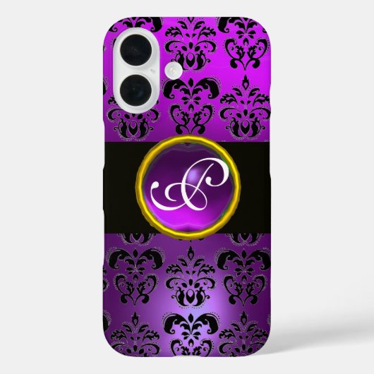 DAMASK GEM MONOGRAM Violet Paarse Amethyst Case-Mate iPhone Case (Achterkant)