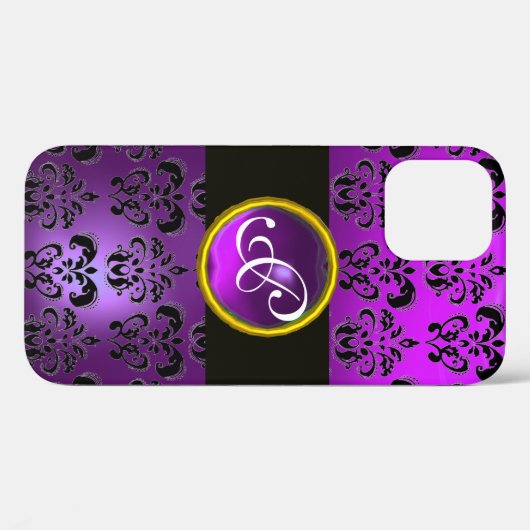 DAMASK GEM MONOGRAM Violet Paarse Amethyst Case-Mate iPhone Case (Achterkant (horizontaal))