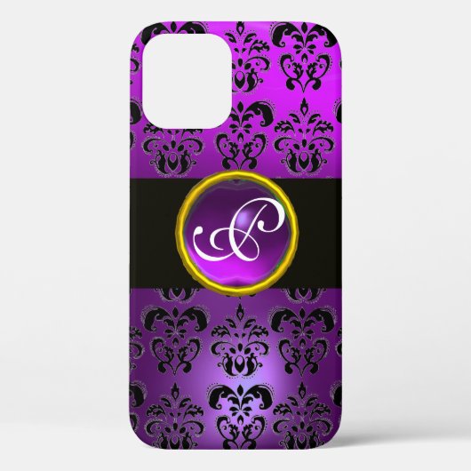 DAMASK GEM MONOGRAM Violet Paarse Amethyst Case-Mate iPhone Case (Achterkant)