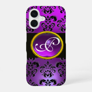 DAMASK GEM MONOGRAM Violet Paarse Amethyst iPhone 16 Hoesje