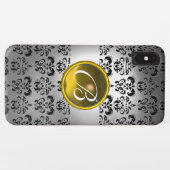 DAMASK GEM MONOGRAM wit zwart geel Case-Mate iPhone Case (Achterkant (horizontaal))