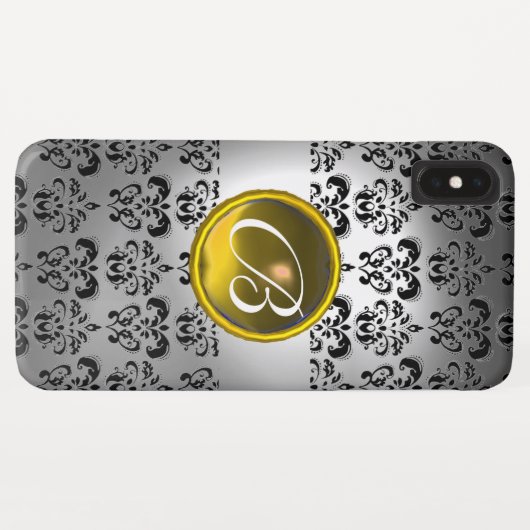 DAMASK GEM MONOGRAM wit zwart geel Case-Mate iPhone Case (Achterkant (horizontaal))